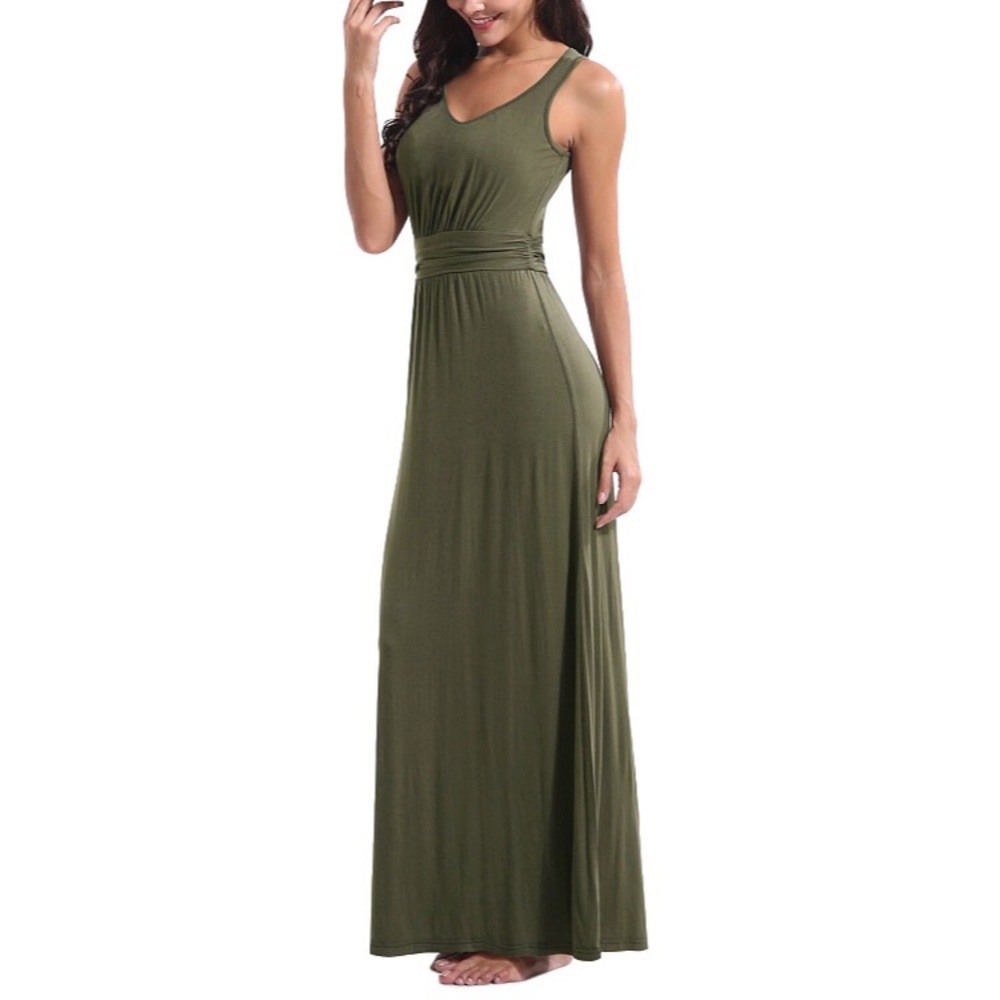 Olive green maxi dress